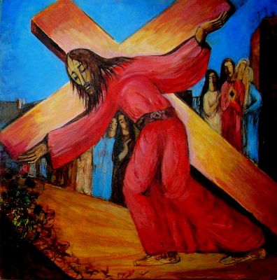 Jesus est charg de sa croix